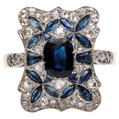 Art Deco Sapphire and Diamond Platinum 18k Rose Gold Dinner Ring