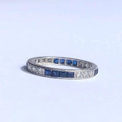 Art Deco Sapphire and Diamond Platinum Cropp & Farr Eternity Band