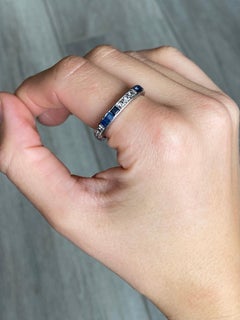 Art Deco Sapphire and Diamond Platinum Eternity Band