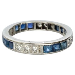 Art Deco Sapphire and Diamond Platinum Eternity Band