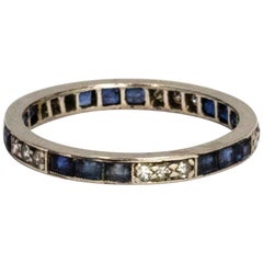 Antique Art Deco Sapphire and Diamond Platinum Eternity Band