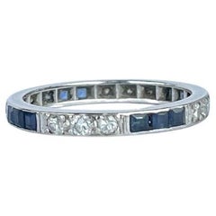 Art Deco Sapphire and Diamond Platinum Eternity Band