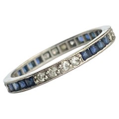 Art Deco Sapphire and Diamond Platinum Eternity Band