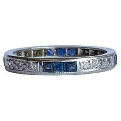 Antique Art Deco Sapphire and Diamond Platinum Eternity Band