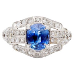 Art Deco Sapphire and Diamond Platinum Ring