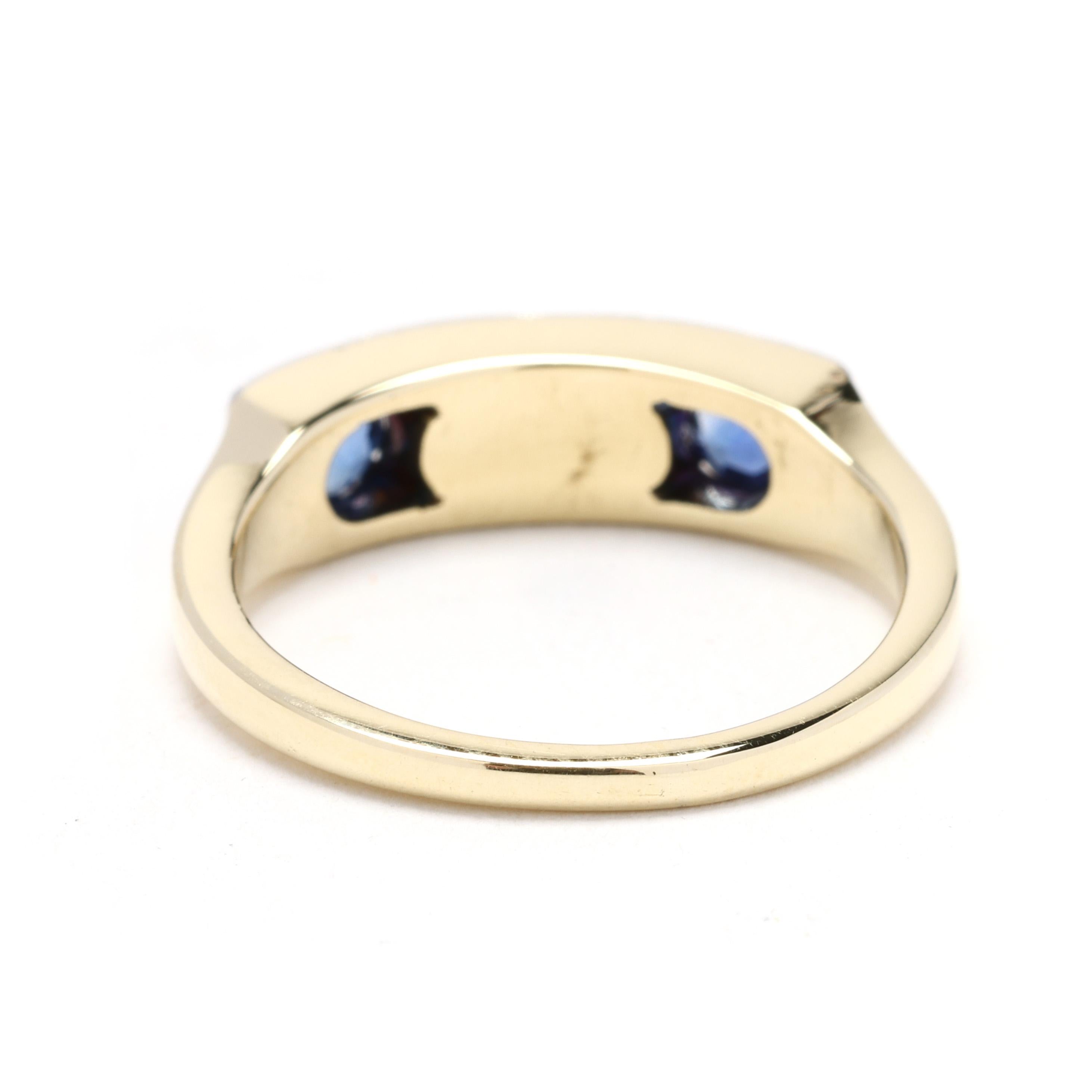 Rose Cut Art Deco Sapphire and Diamond Ring, 14k Yellow Gold, Ring Size 5 For Sale