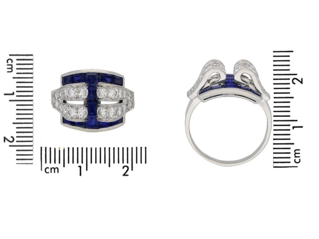 Art-Deco-Ring mit Saphiren und Diamanten von Tiffany & Co., Amerika, um 1935. (Art déco) im Angebot