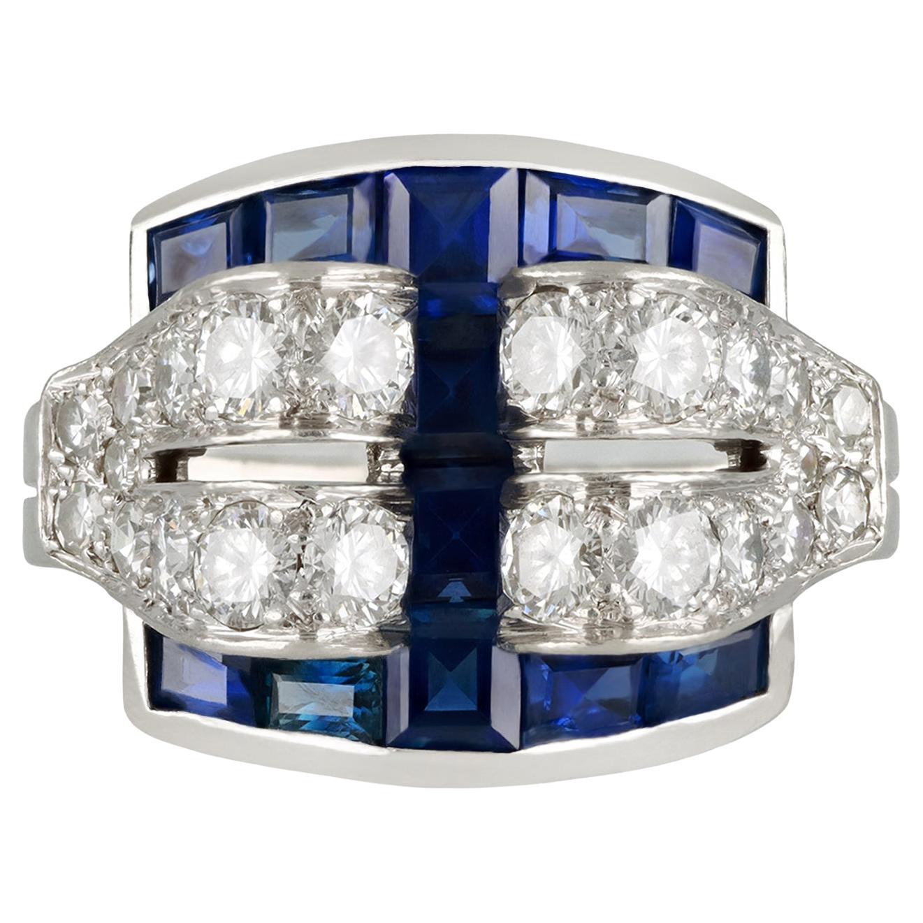 Art-Deco-Ring mit Saphiren und Diamanten von Tiffany & Co., Amerika, um 1935.