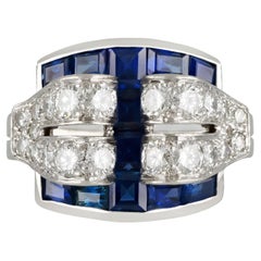 Bague Art déco en saphir et diamant de Tiffany & Co, américaine, vers 1935.