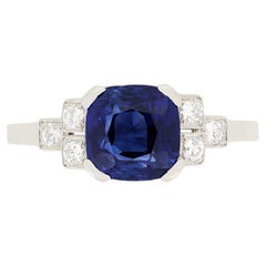 Art Deco Sapphire and Diamond Ring, c.1930s