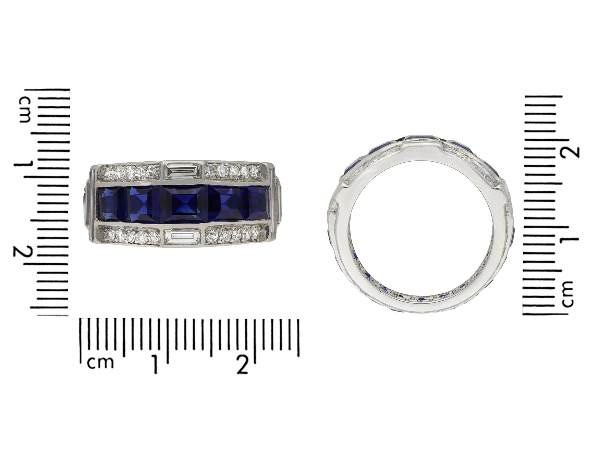 Art Deco Sapphire and Diamond Ring, circa 1935 For Sale 1