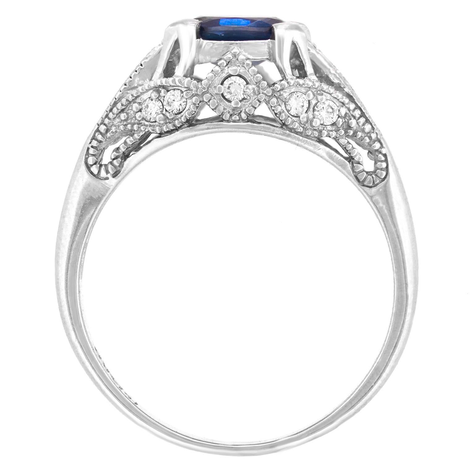 Art Deco Sapphire and Diamond Ring For Sale 5