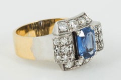 Art Deco Sapphire and Diamond Ring