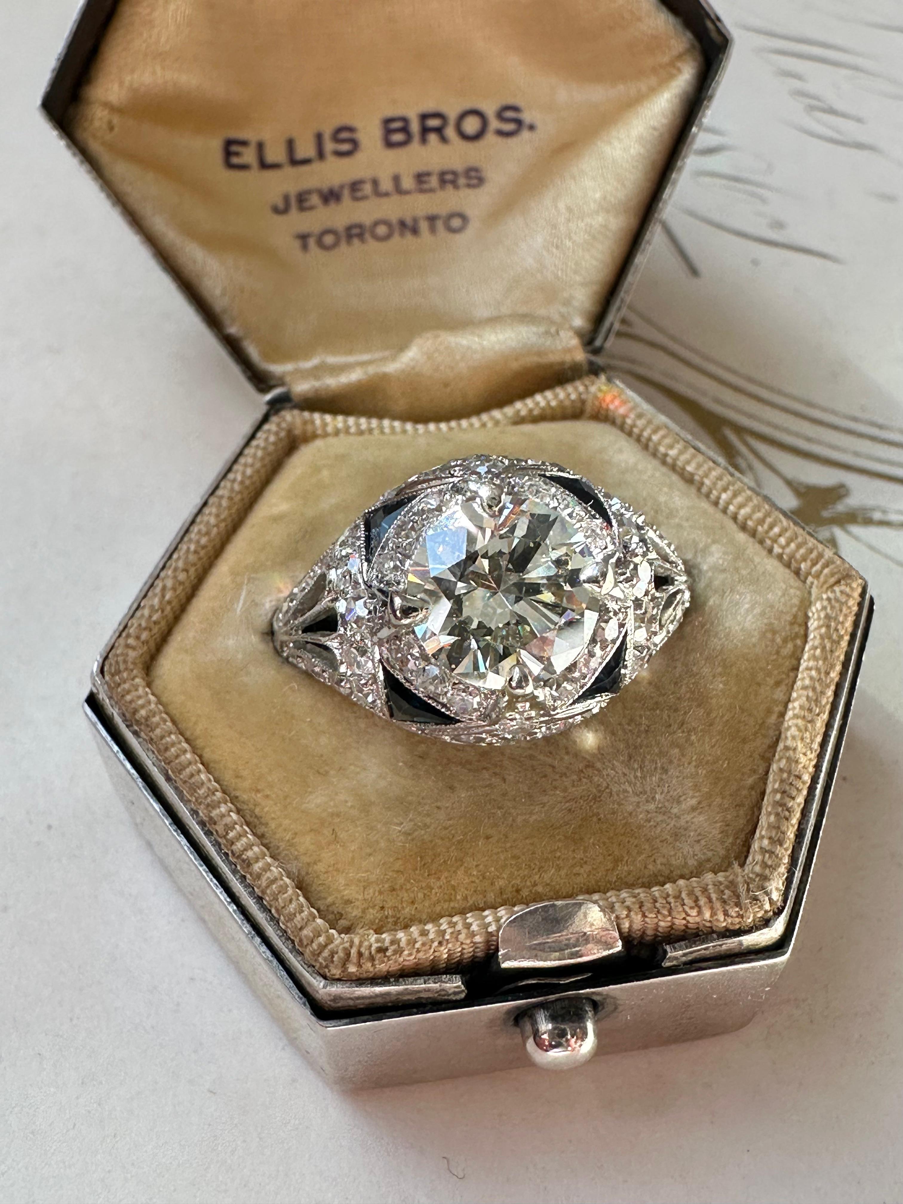 Old European Cut Art Deco Sapphire and Diamond Ring