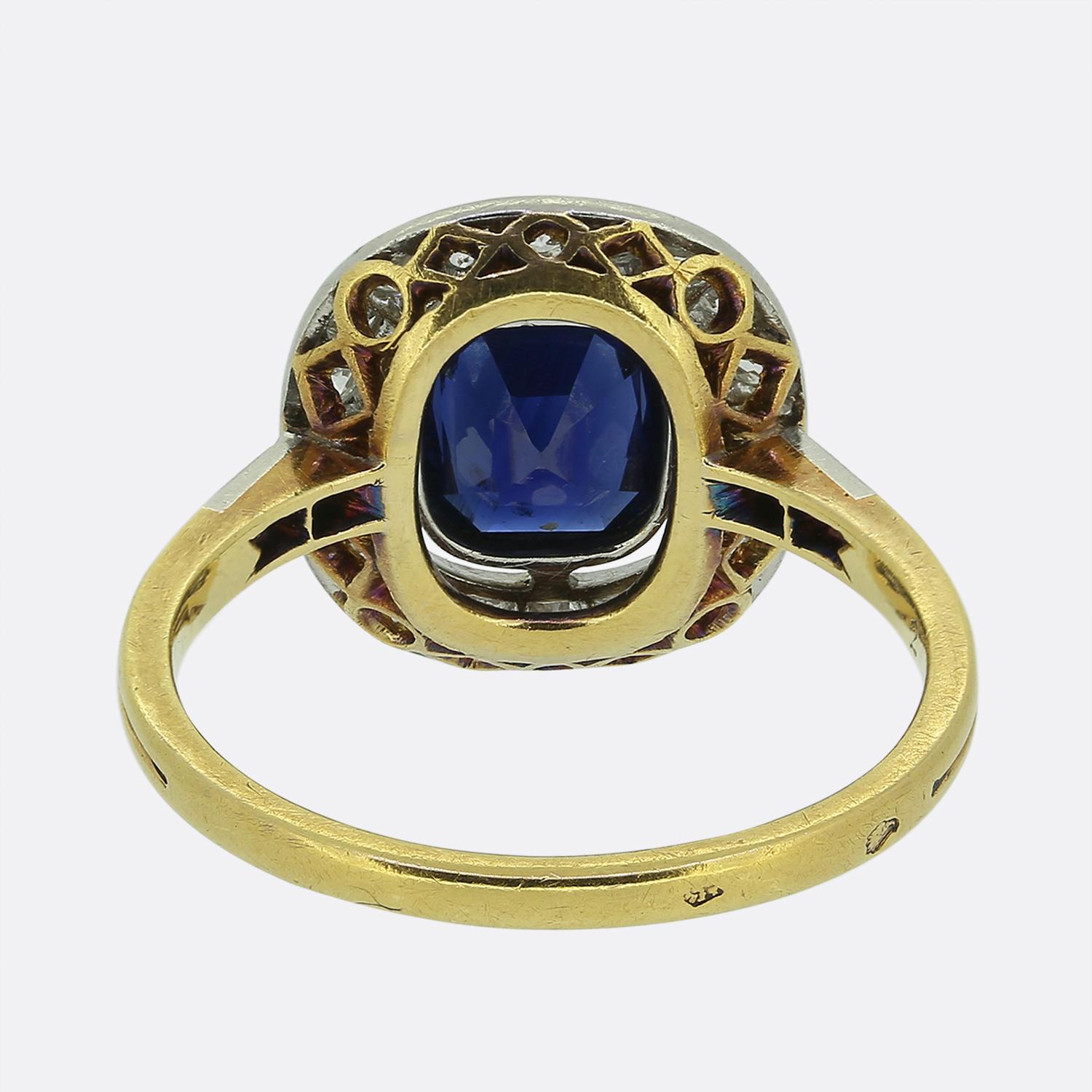 Bague Art déco en saphir et diamants Bon état - En vente à London, GB