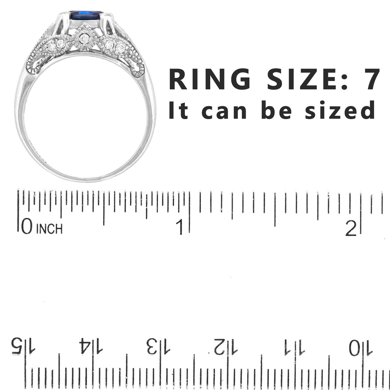 Art déco-Ring mit Saphiren und Diamanten im Angebot 1