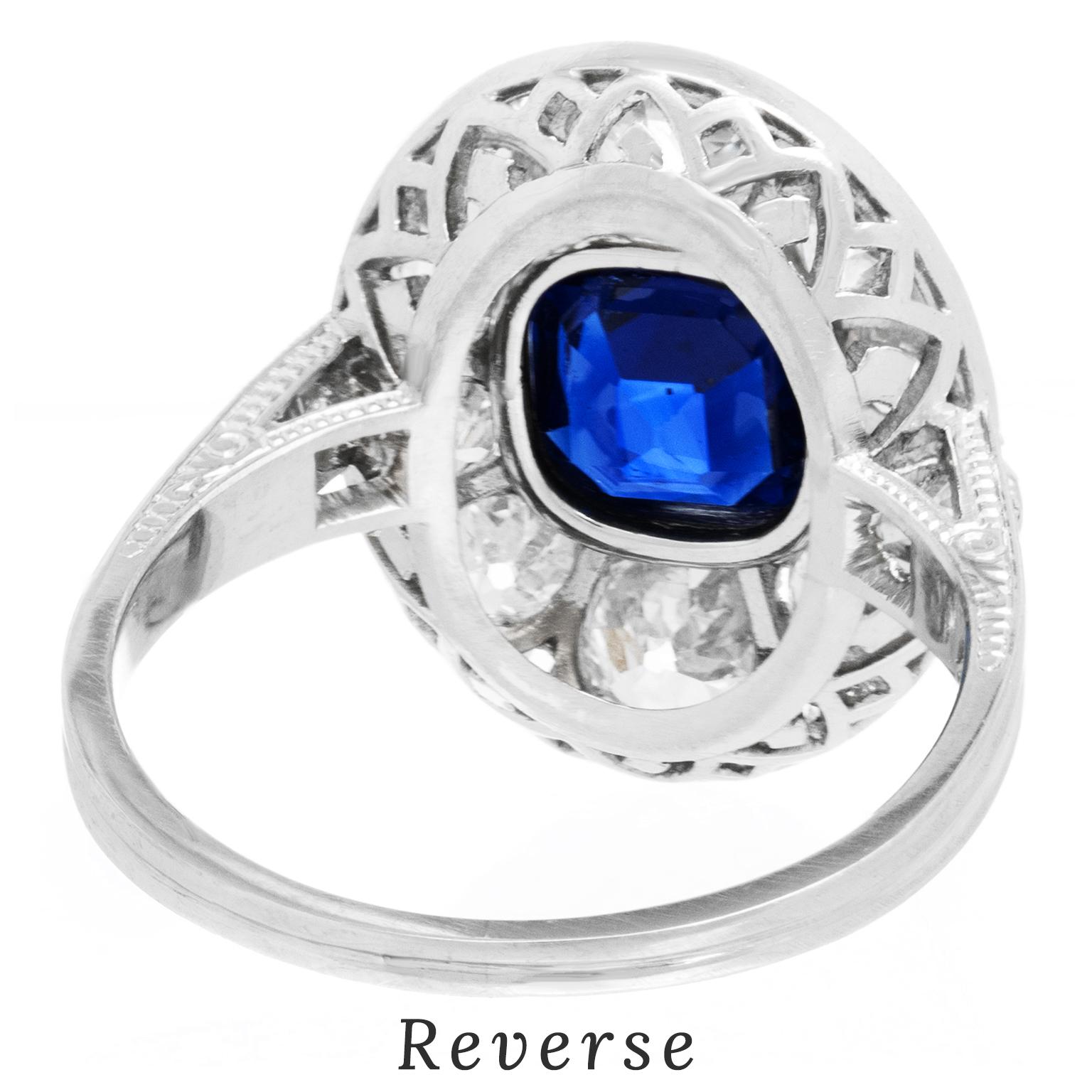 Art Deco Sapphire and Diamond Ring For Sale 4