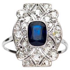 Retro Art Deco Sapphire and Diamond Ring