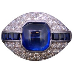 Art Deco Style Sapphire and Diamond Ring Vintage Art Deco Style Sapphire and Diamond Ring