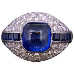 Art Deco Style Sapphire and Diamond Ring