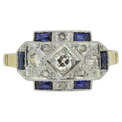 Vintage Art Deco Sapphire and Diamond Ring