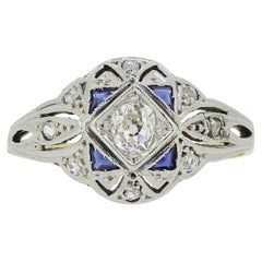 Antique Art Deco Sapphire and Diamond Ring