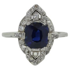 Bague Art déco en saphir et diamants