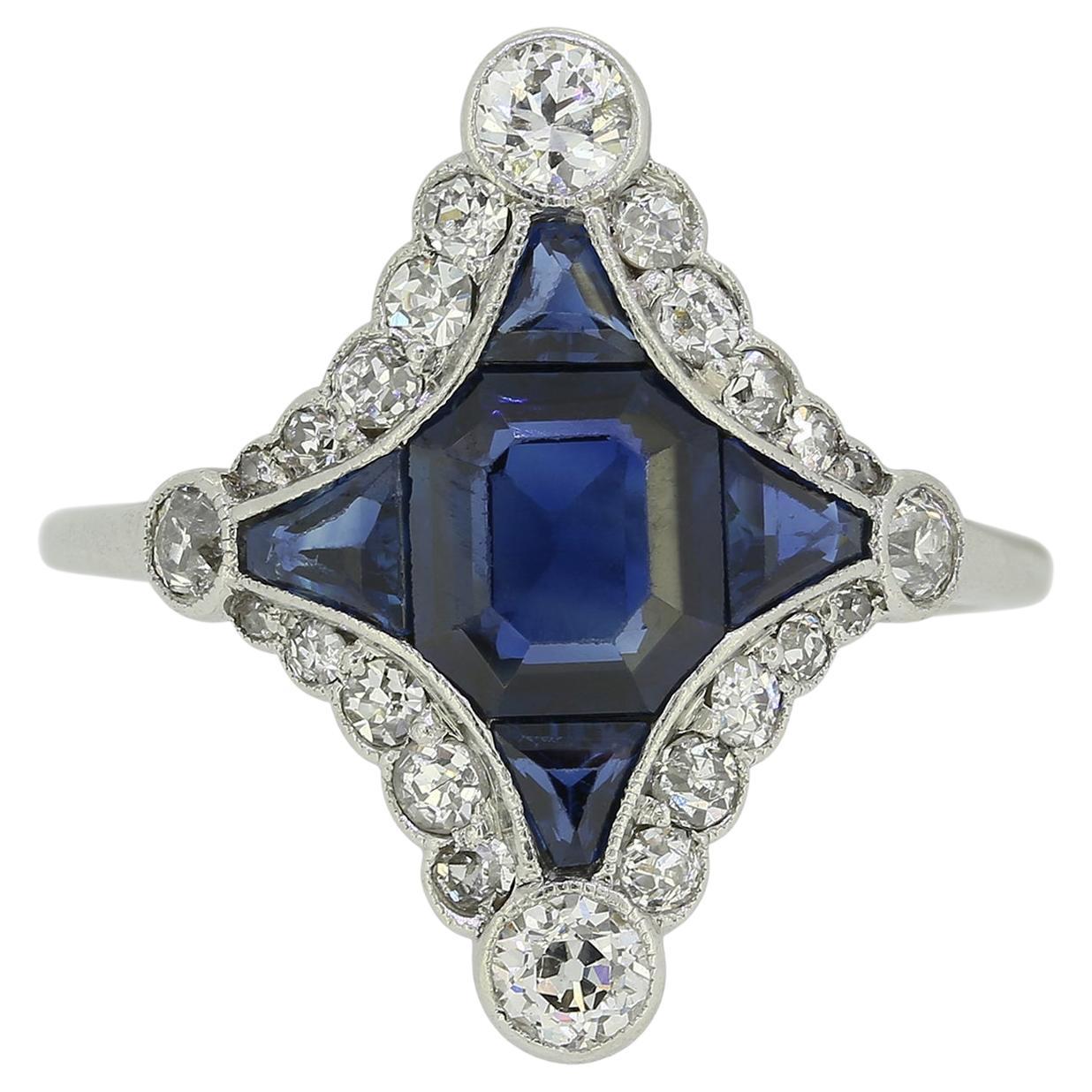 Art Deco Sapphire and Diamond Ring