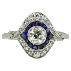 Art déco-Ring mit Saphiren und Diamanten