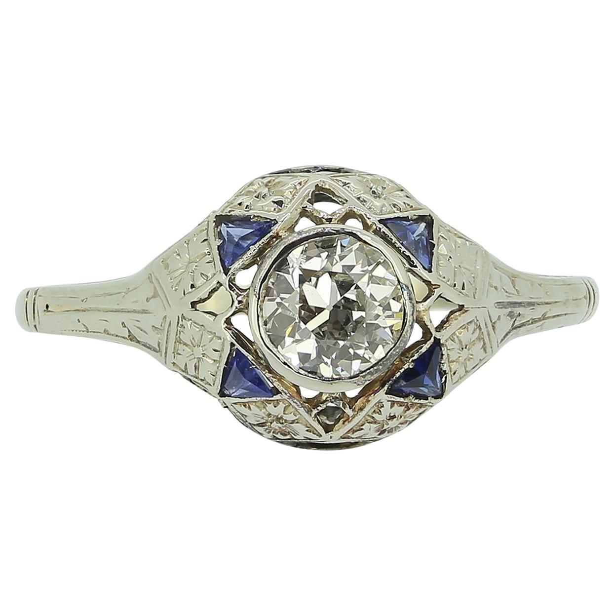 Art Deco Sapphire and Diamond Ring