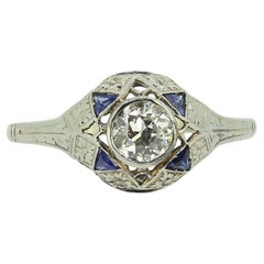 Antique Art Deco Sapphire and Diamond Ring