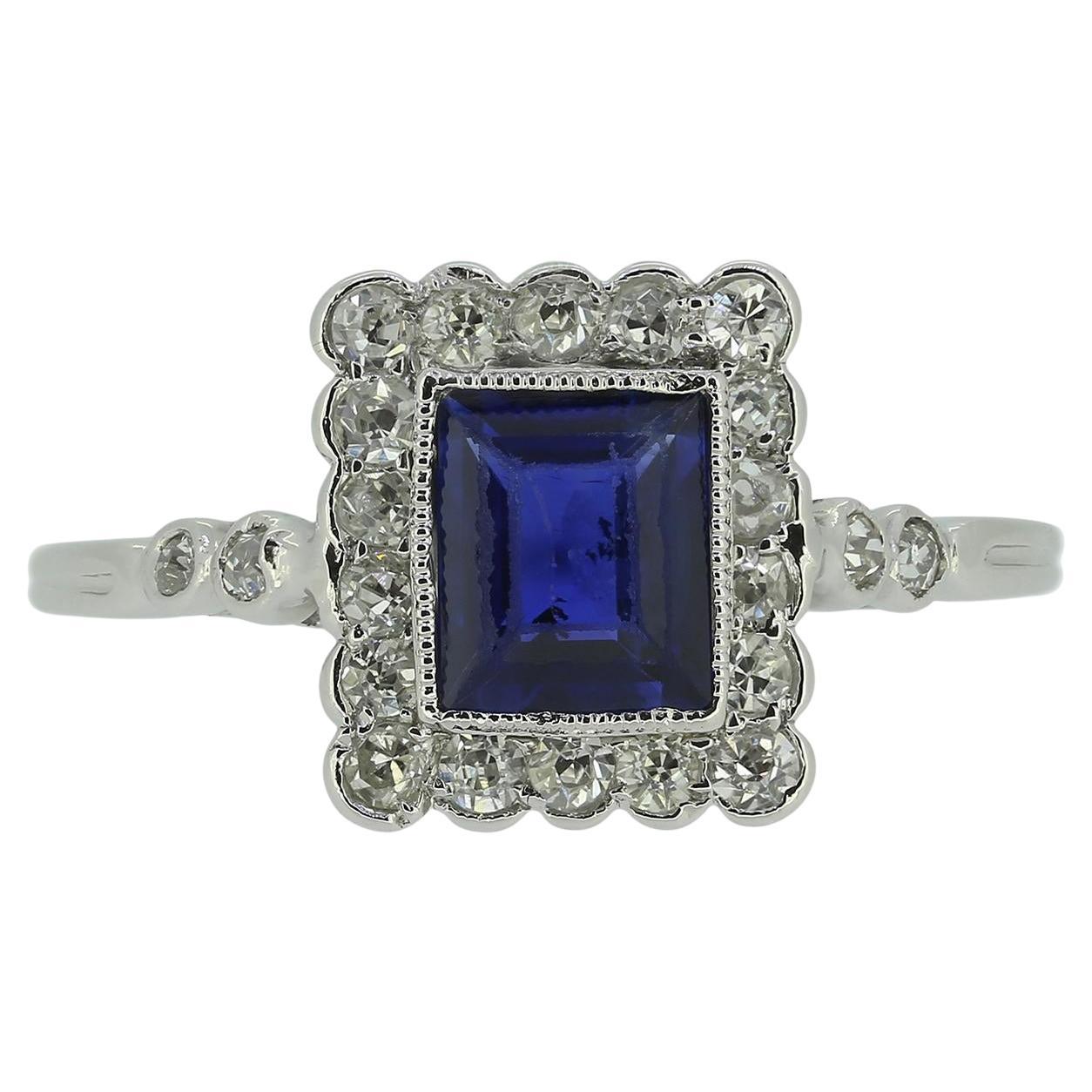 Art Deco Sapphire and Diamond Ring