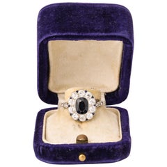 Art Deco Sapphire and Diamond Ring with Scalloped Design Art Deco Sapphire and Diamond Ring with Scalloped Design