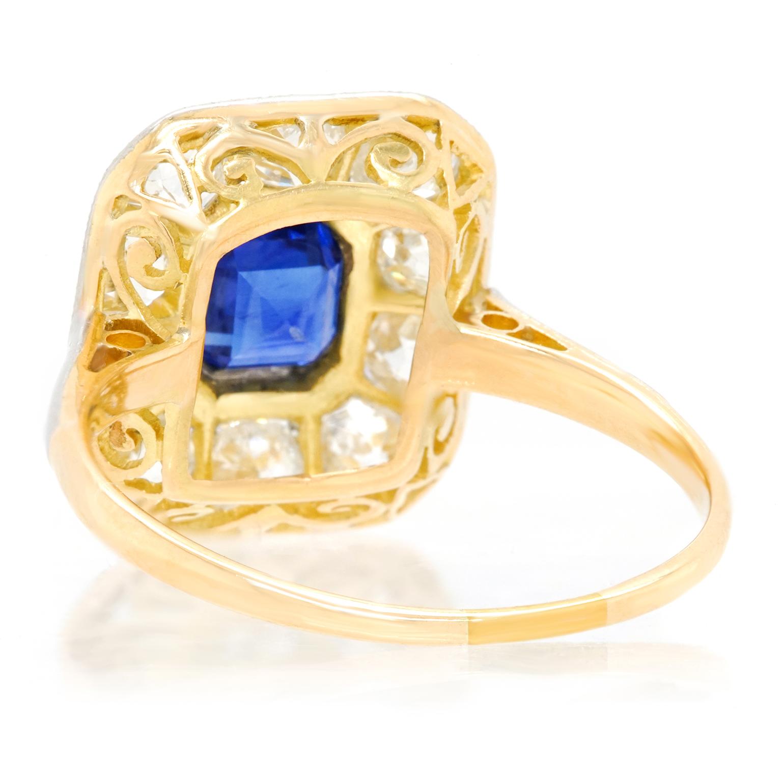 Art Deco Sapphire and Diamond-Set Platinum over Gold Ring 5