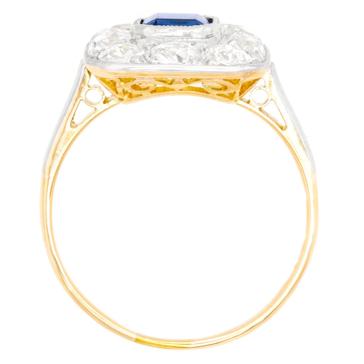 Art Deco Sapphire and Diamond-Set Platinum over Gold Ring 6