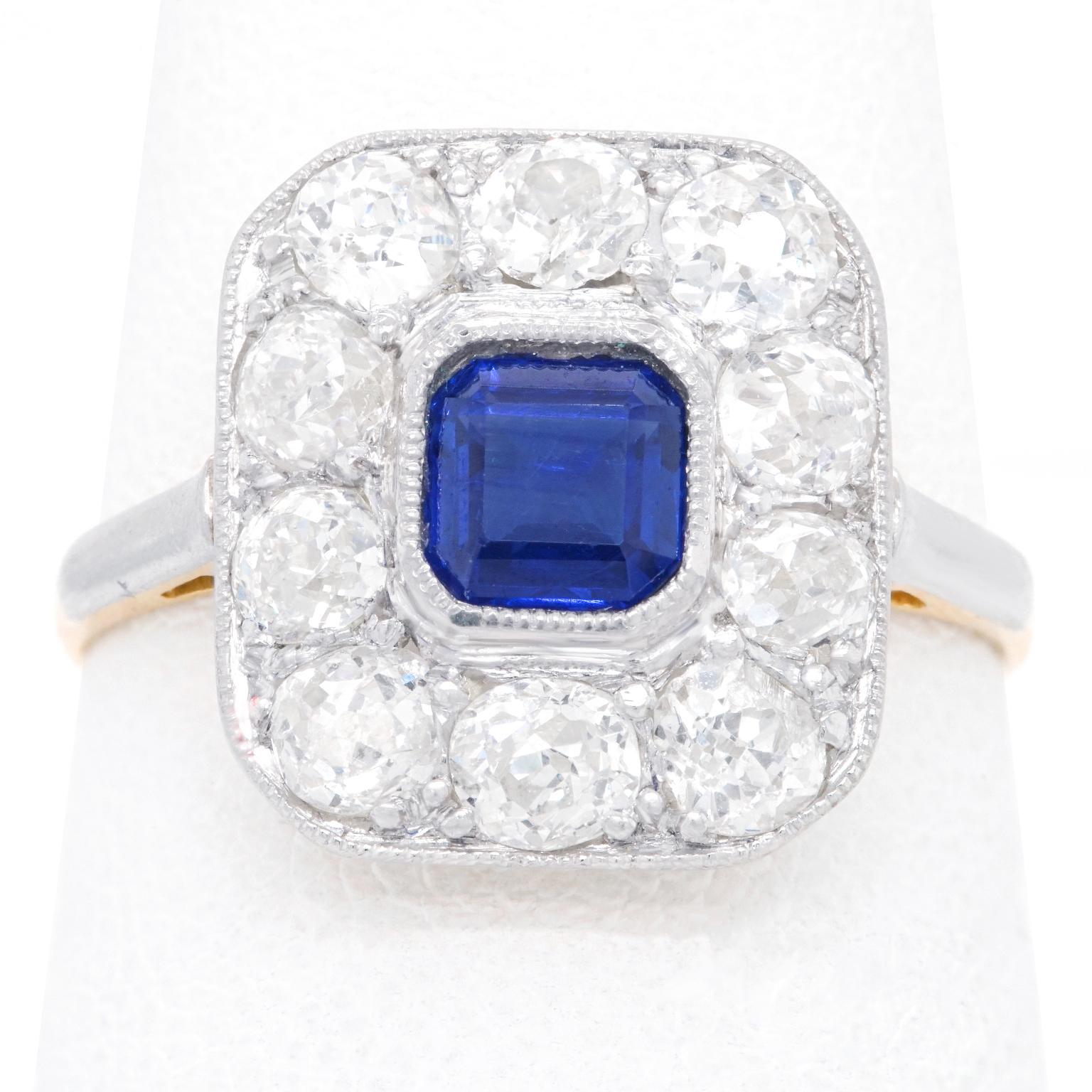 Art Deco Sapphire and Diamond-Set Platinum over Gold Ring 4