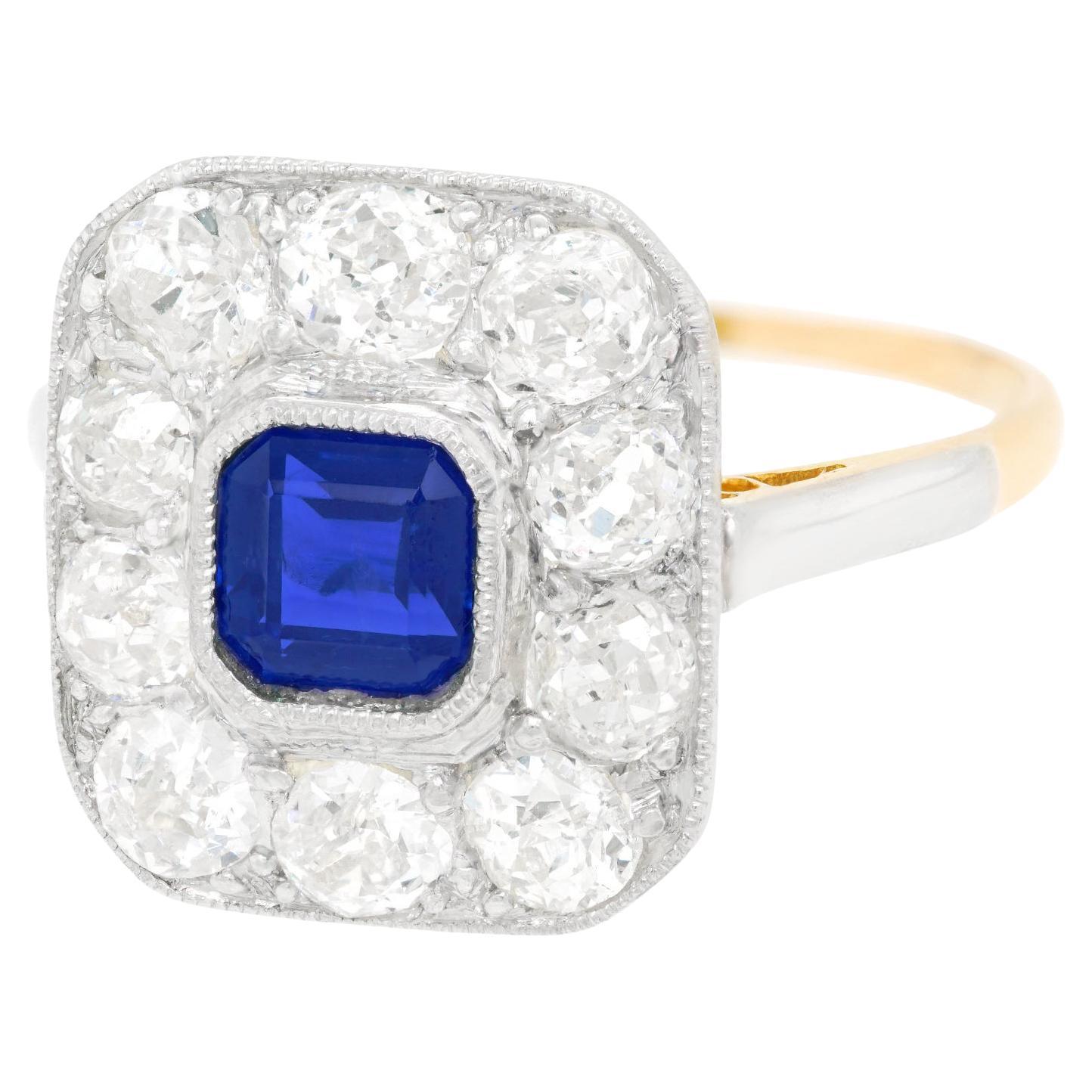 Art Deco Sapphire and Diamond-Set Platinum over Gold Ring