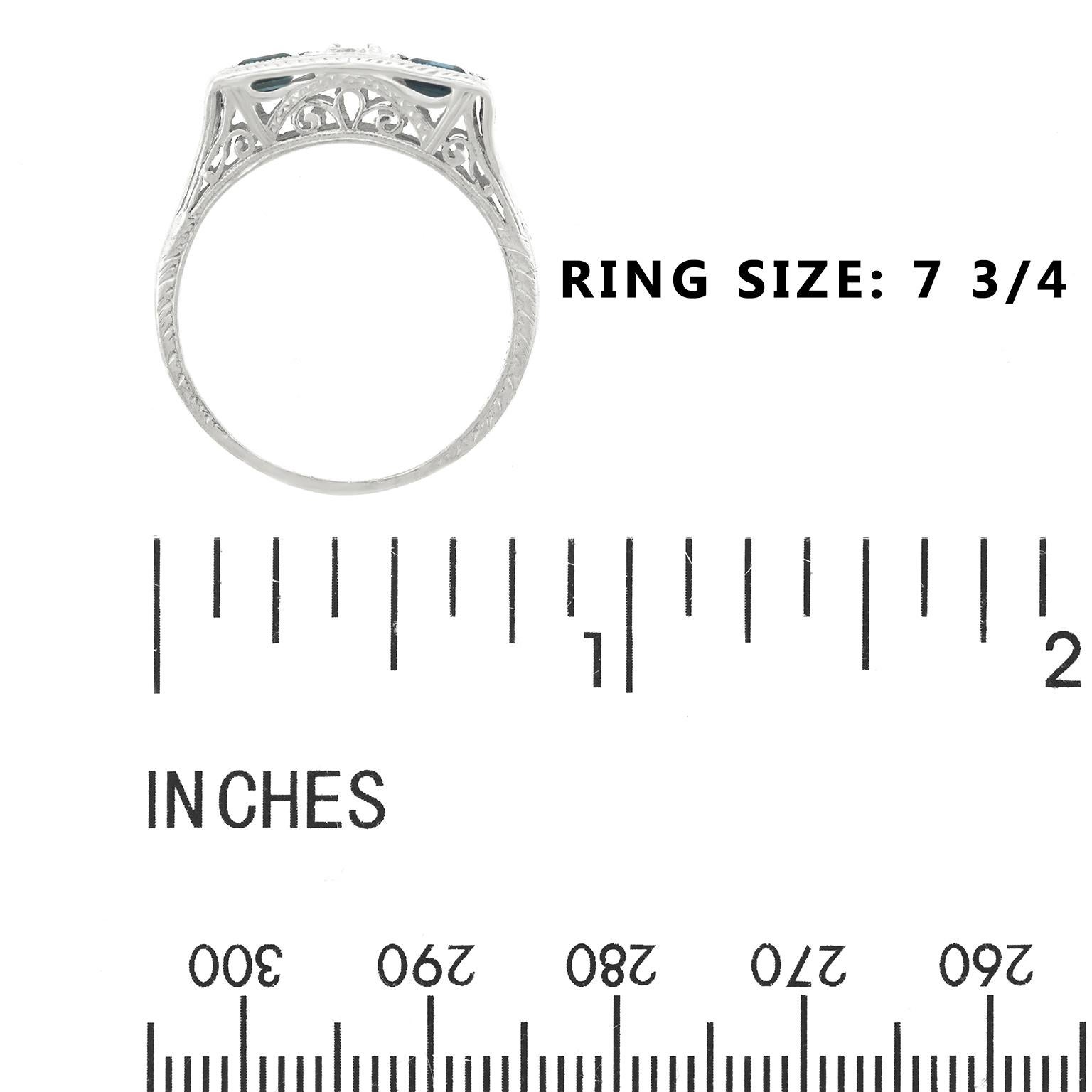 Art Deco Sapphire and Diamond Set Platinum Ring 2