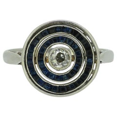 Art Deco Sapphire and Diamond Target Flip Ring