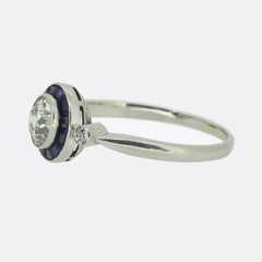 Art Deco Sapphire and Diamond Target Ring
