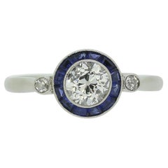 Art Deco Sapphire and Diamond Target Ring