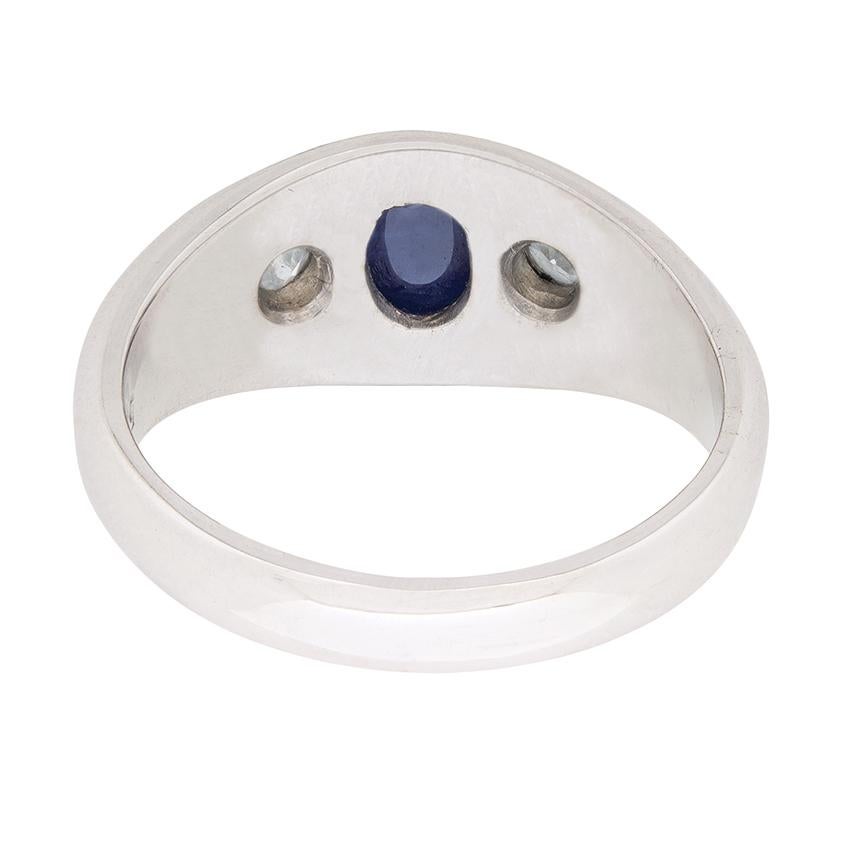 Art Deco Sapphire and Diamond Three-Stone Band Ring, circa 1920s In Good Condition In London, GB