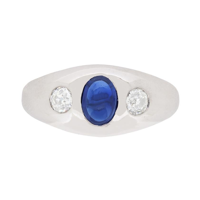Art Deco Sapphire and Diamond Three-Stone Band Ring, circa 1920s