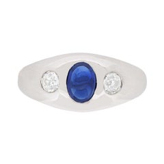 Antique Art Deco Sapphire and Diamond Three-Stone Band Ring, circa 1920s