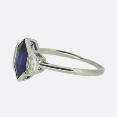 Art Deco Sapphire and Diamond Three-Stone Ring