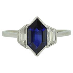 Art Deco Sapphire and Diamond Three-Stone Ring