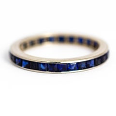 Art Deco Sapphire and Platinum Eternity Band