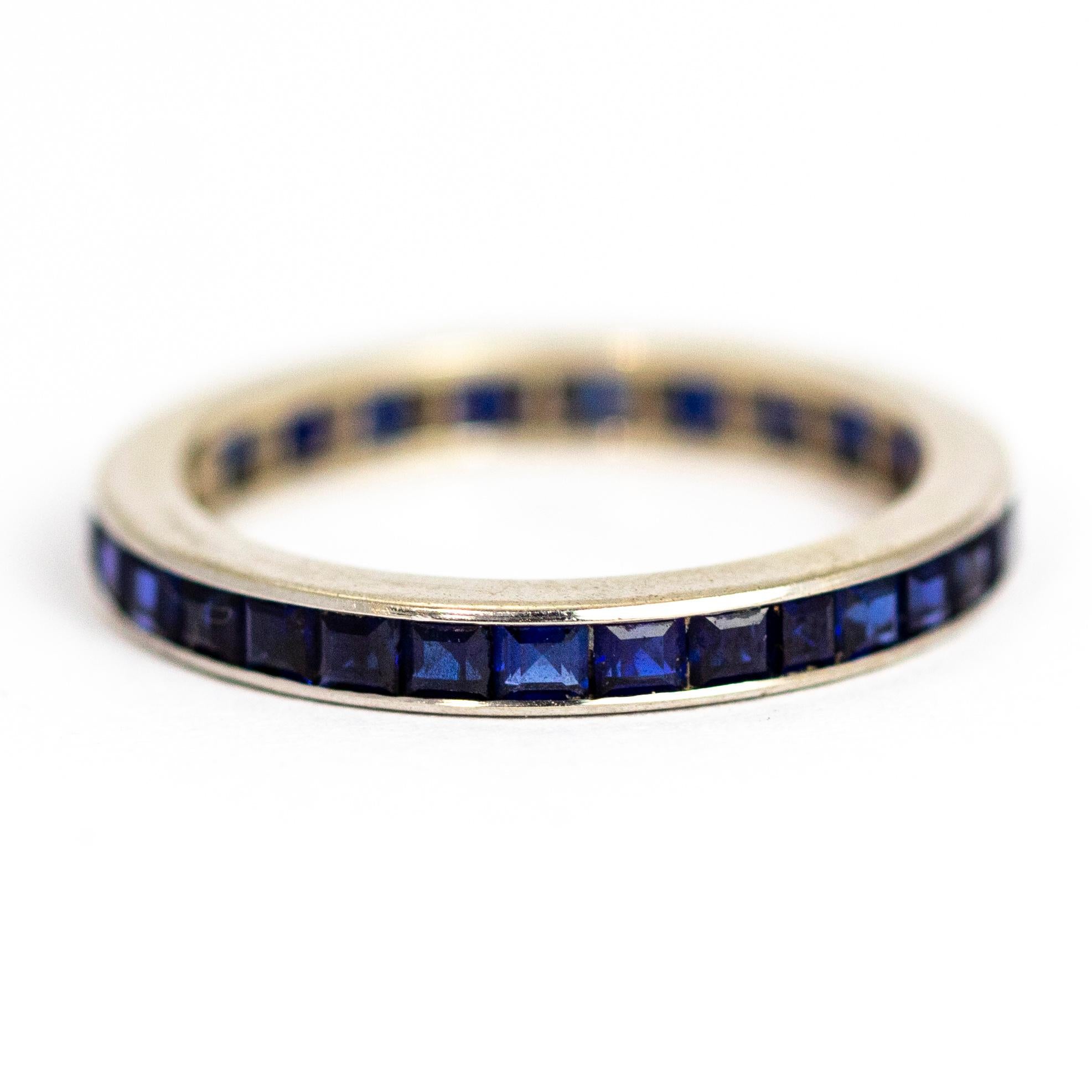 Art Deco Sapphire and Platinum Eternity Band In Good Condition In Chipping Campden, GB