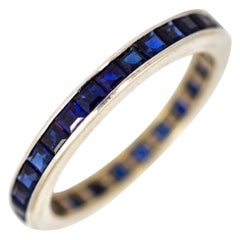 Antique Art Deco Sapphire and Platinum Eternity Band