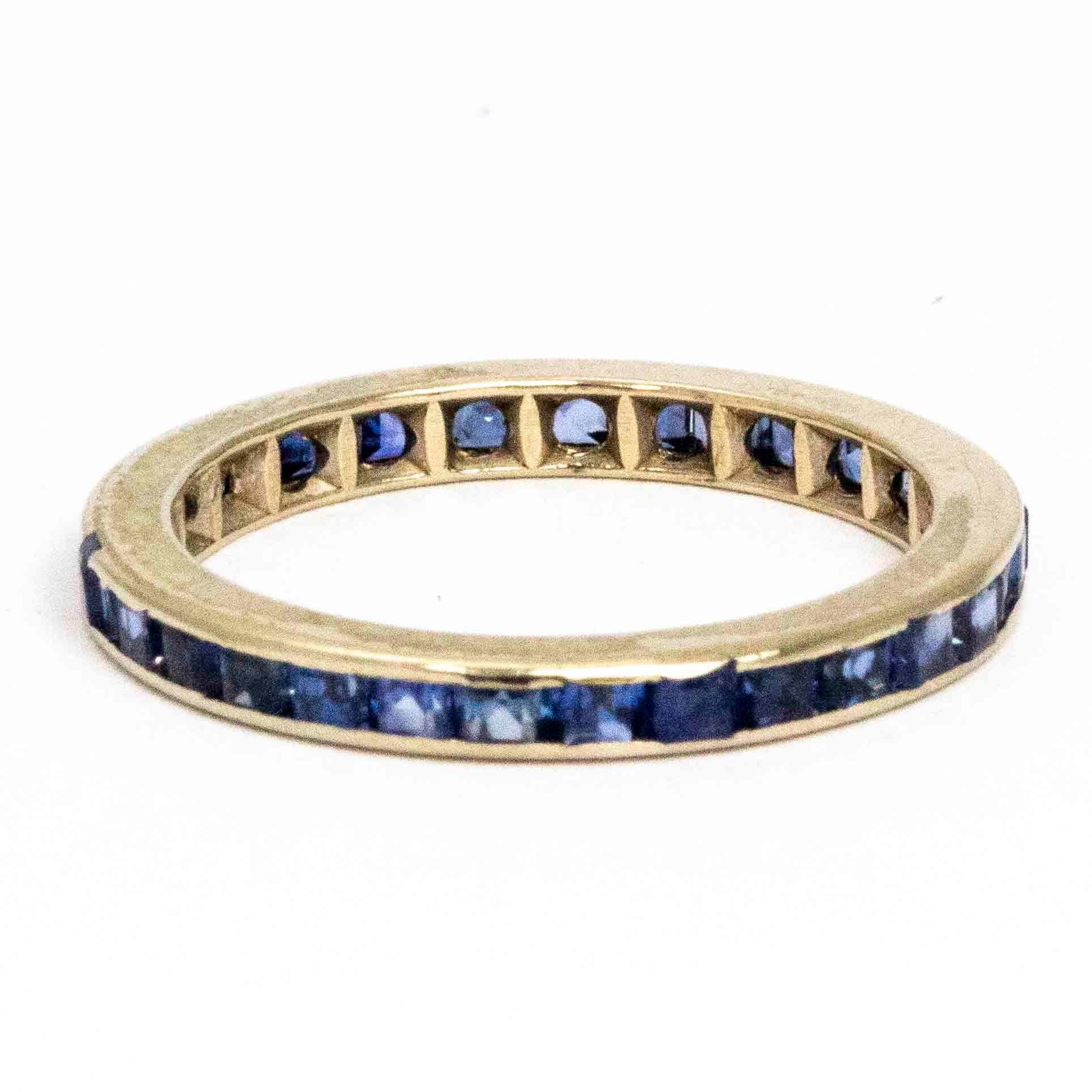 Art Deco Sapphire and Platinum Eternity Ring In Good Condition In Chipping Campden, GB